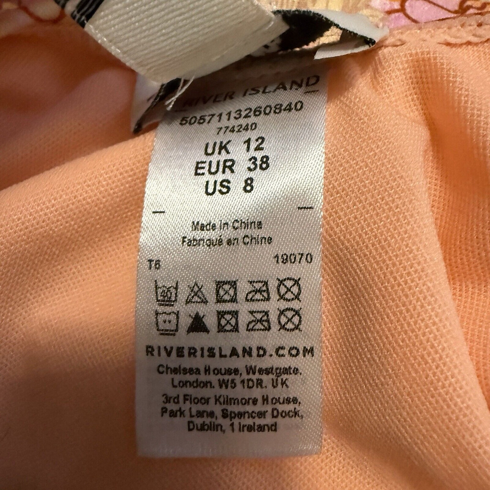 River Island Orange Pink Floral One-Piece Swimsuit - Picture 5 of 7